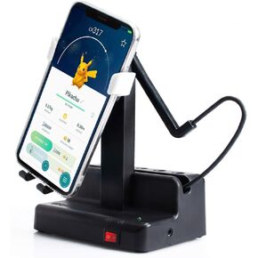Ermorgen Steps Counter Compatible for Pok emon Go Cellphone Pedometer (Width Under 3.4 inches) Shaker Electric Version Non-Magnetic, Mute Stainless Steel Bearings Quick Steps Earning Device- Blue