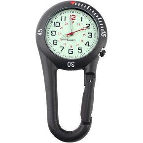 Clip on Digital Carabiner Watch Backpack Fob Belt Waterproof and Shockproof Pocket Clip-on Quartz Watch Glow in The Dark with Alarm Clock Date Week for Outdoor Sports in Kuwait