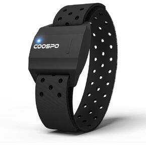 COOSPO Armband Heart Rate Monitor, Bluetooth ANT+ HR Optical Sensor for Sport, Rechargeable Dual Band IP67 HRM, Compatible with Peloton,Wahoo,Polar,Strava,Zwift,DDP Yoga