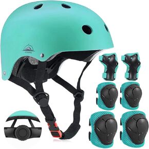 Knee Pads for Kids Knee Elbow Pads Wrist Guards with Helmet Adjustable Protective Gear Set for Girls Boys Inline Skating Bike Cycling Skateboard Scooter, 5-15 Years