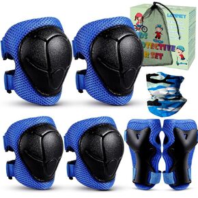 LANNEY Kids Knee Pads and Elbow Pads Set, 3-13 Years Knee Pads for Kids Toddler 3 in 1 Protective Gear Set with Wrist Guards for Skateboard, Scooter, Cycling, Riding Sports, Gift for Youth Boys Girls