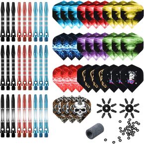 Tezoro Dart Accessories Kit Including Aluminum Dart shafts,Dart Flights, Flight Savers, Sharpener, O-Rings -Bulk Pack of 104 Pieces