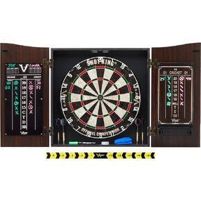 Viper by GLD Products Vault Deluxe Dartboard Cabinet with Shot King Sisal Dartboard and Illumiscore Scoreboard, Wood
