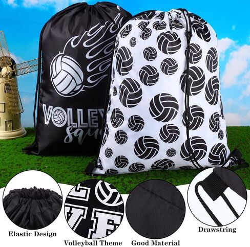 Patelai 36 Pcs Sport Party Favors Sports Drawstring Gift Bags Goodie Treat Candy Bag Adjustable Bracelets Keychains for Boys Girls Birthday Party Supplies Decorations(Volleyball) in Saudi Arabia