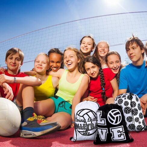 Patelai 36 Pcs Sport Party Favors Sports Drawstring Gift Bags Goodie Treat Candy Bag Adjustable Bracelets Keychains for Boys Girls Birthday Party Supplies Decorations(Volleyball) in Saudi Arabia