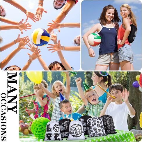Patelai 36 Pcs Sport Party Favors Sports Drawstring Gift Bags Goodie Treat Candy Bag Adjustable Bracelets Keychains for Boys Girls Birthday Party Supplies Decorations(Volleyball) in Saudi Arabia