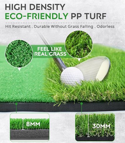 Golf Mat, 5x4ft Thickening Golf Hitting Mats, Premium Impact Golf Practice Mat with Dual Grass Turf, Golf Training Aid for Backyard Driving Chipping Indoor Outdoor Swing - Gifts for Men/Boys in Kuwait