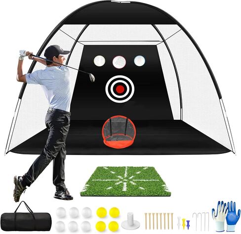 Eapele Golf Net، شبكة ممارسة الجولف الكل في 1، شبكات جولف للقيادة في الفناء الخلفي والمرآب، شبكة ضرب جولف 10 × 7 أقدام مع شبكة تقطيع/هدف/حصيرة/كرات/تي شيرت/حقيبة - هدية للرجال/عشاق الجولف in Kuwait