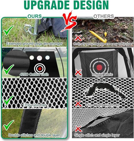 Eapele Golf Net، شبكة ممارسة الجولف الكل في 1، شبكات جولف للقيادة في الفناء الخلفي والمرآب، شبكة ضرب جولف 10 × 7 أقدام مع شبكة تقطيع/هدف/حصيرة/كرات/تي شيرت/حقيبة - هدية للرجال/عشاق الجولف in Kuwait