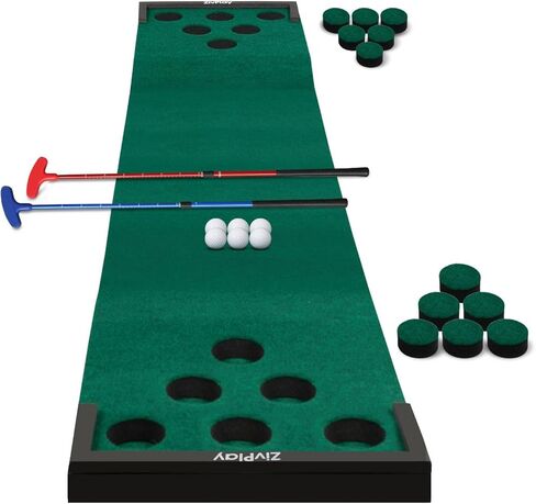 Golf Pong Putting Game Set Includes Golf Putting Game Mat 2 Adjustable Putter Ball Barriers 6 Golf Balls Carry Bag for Golf Pong Game at Backyard Beach Home Indoor 11 Feet Color Green in Kuwait