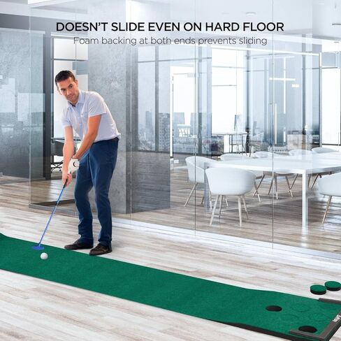 Golf Pong Putting Game Set Includes Golf Putting Game Mat 2 Adjustable Putter Ball Barriers 6 Golf Balls Carry Bag for Golf Pong Game at Backyard Beach Home Indoor 11 Feet Color Green in Kuwait