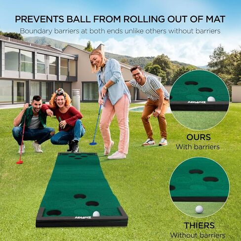 Golf Pong Putting Game Set Includes Golf Putting Game Mat 2 Adjustable Putter Ball Barriers 6 Golf Balls Carry Bag for Golf Pong Game at Backyard Beach Home Indoor 11 Feet Color Green in Kuwait
