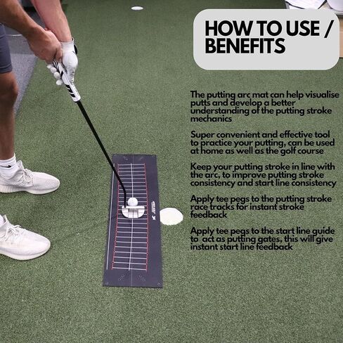 Golf Putting Practice Training aid,Perfect Perfect Practice Golf Putting mat, Tour aim Golf Alignment Golf Training aid, Putting Golf Set with Putting arc in Kuwait