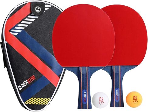 Ping Pong Paddle Table Tennis Racket Professional Set - 3 Star Balls & Organizing Carry Case - Hooks to Table in Saudi Arabia