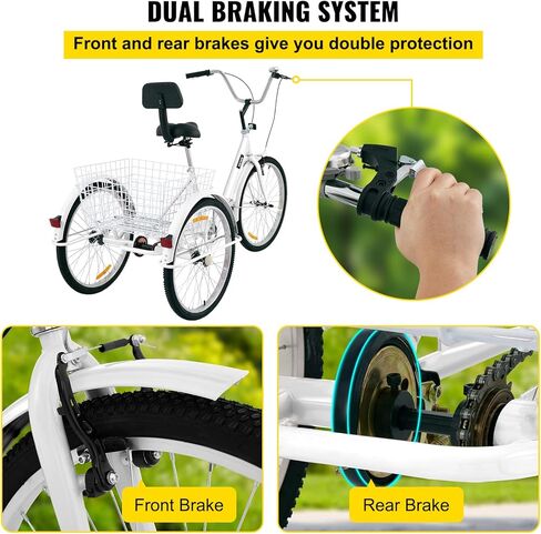 Bkisy دراجة ثلاثية العجلات للكبار 24 بوصة دراجة ثلاثية العجلات للبالغين 1 سرعة 3 عجلات دراجات بيضاء للبالغين دراجة ثلاثية العجلات للبالغين دراجة ثلاثية العجلات قابلة للطي للبالغين دراجة ثلاثية العجلات قابلة للطي بثلاث عجلات للبالغين in Kuwait