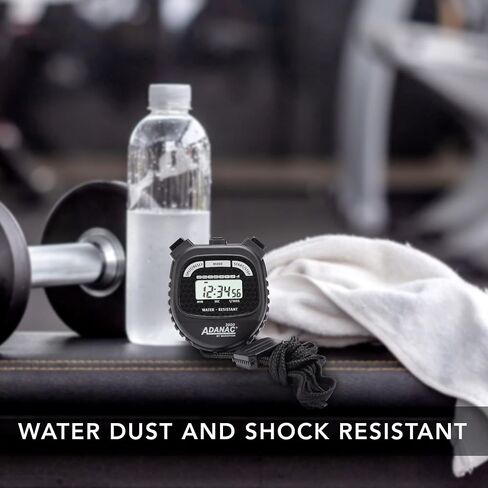 Marathon Adanac 3000 Digital Stopwatch Timer, Black - High Precision Accuracy to 1/100th Seconds - Water, Dust & Shock Resistant - 46" Lanyard Included in Kuwait