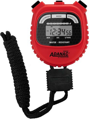 Marathon Adanac 3000 Digital Stopwatch Timer, Black - High Precision Accuracy to 1/100th Seconds - Water, Dust & Shock Resistant - 46" Lanyard Included in Saudi Arabia