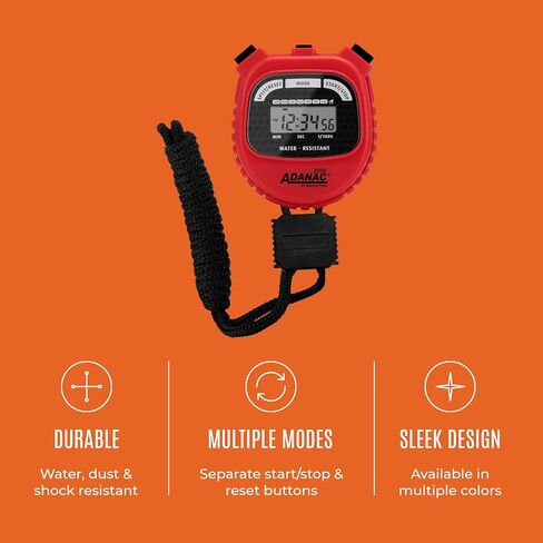 Marathon Adanac 3000 Digital Stopwatch Timer, Black - High Precision Accuracy to 1/100th Seconds - Water, Dust & Shock Resistant - 46" Lanyard Included in Saudi Arabia