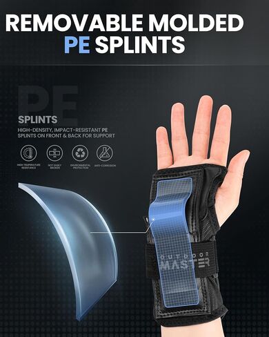 OutdoorMaster Wrist Guards for Snowboarding, Skating, Skateboarding, Impact Resistant Wrist Brace with Splints and Adjustable Strap, Wristsaver Wrist Support Protective Gear for Adults/Youth (1 Pair) in Saudi Arabia