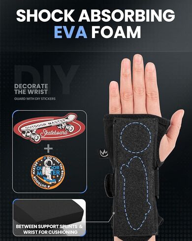 OutdoorMaster Wrist Guards for Snowboarding, Skating, Skateboarding, Impact Resistant Wrist Brace with Splints and Adjustable Strap, Wristsaver Wrist Support Protective Gear for Adults/Youth (1 Pair) in Saudi Arabia