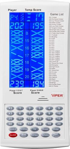 Viper ProScore Digital Dart Scorer Electronic Dartboard Scoreboard for Up to 8 Players, with 40 Games and 655 Game Options, Including Cricket and X01 in Kuwait