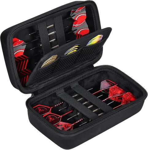 co2CREA Hard Case Compatible with Steel Tip or Soft Tip Darts, Holds 12 Darts and Extra Accessories, Built-In Storage Tubes and Pockets for Flights, Tips, Shafts in Saudi Arabia