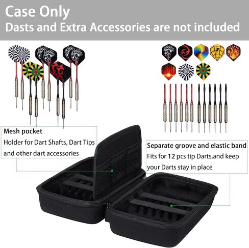 co2CREA Hard Case Compatible with Steel Tip or Soft Tip Darts, Holds 12 Darts and Extra Accessories, Built-In Storage Tubes and Pockets for Flights, Tips, Shafts in Saudi Arabia