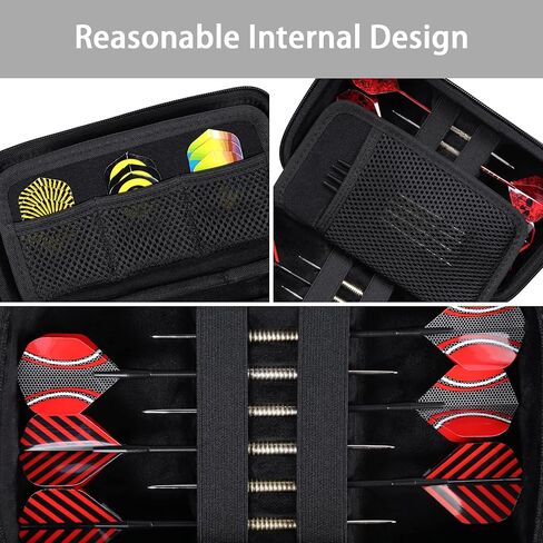 co2CREA Hard Case Compatible with Steel Tip or Soft Tip Darts, Holds 12 Darts and Extra Accessories, Built-In Storage Tubes and Pockets for Flights, Tips, Shafts in Saudi Arabia