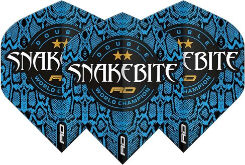 RED DRAGON Peter Wright Snakebite Hardcore Ionic DWC Dart Flights - 3 مجموعات في كل حزمة (9 رحلات رمي ​​السهام إجمالاً) in Kuwait