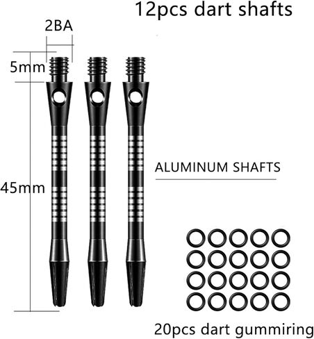12Pcs Aluminium Dart shafts 2BA Thread Black Striped Dart shafts Alloy Dart Stems Medium Dart shafts with Rubber O'Rings in Kuwait
