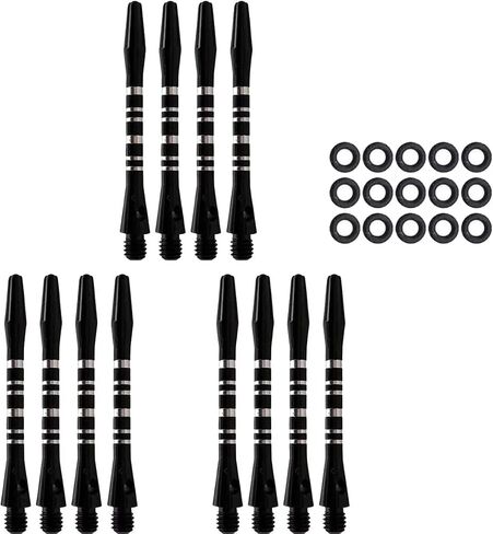 12Pcs Aluminium Dart shafts 2BA Thread Black Striped Dart shafts Alloy Dart Stems Medium Dart shafts with Rubber O'Rings in Saudi Arabia