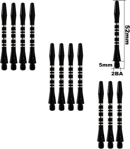 12Pcs Aluminium Dart shafts 2BA Thread Black Striped Dart shafts Alloy Dart Stems Medium Dart shafts with Rubber O'Rings in Saudi Arabia