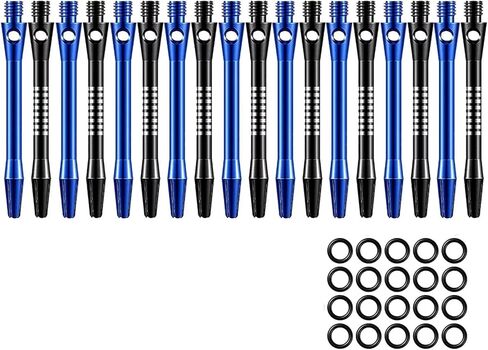 18pcs Aluminum Dart Shafts for Steel Tip Medium 2BA Thread Dart Shafts with Dart Rubber O-Rings (Black and Blue) in Kuwait