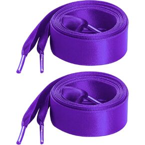 Marrywindix 2 Pairs 47" Flat Satin Ribbon Shoelaces Pink Silk Shoestrings Wide Shoe Laces for Sneakers Skate Shoes Boots Sport Shoes in Saudi Arabia
