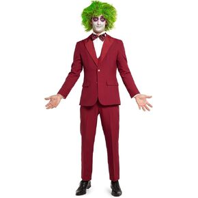 OppoSuits Men's Halloween Beetlejuice Suit Costume Cosplay Party Adult Slim Fit Blazer Jacket, Pants & Tie in Black and White