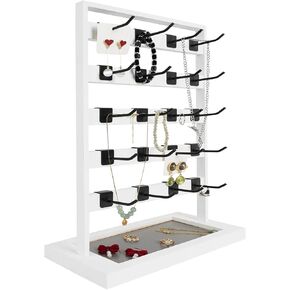 BEROSS Wooden Jewelry Display Stand with 20 Hooks Earring Card Display Rack for Selling Five-Tier Jewelry Organizer for Earring Cards, Necklaces, Bracelets