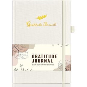Gratitude Journal Notebook for Women, Guided Journal with Prompts, White Daily Gratitude Journal for Happiness, Affirmation, Mindfulness Through Daily Reflections Journal(8.5‘’x5.5‘’)