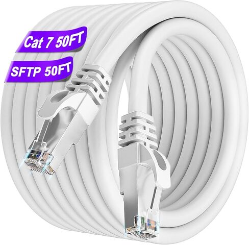 كابل إيثرنت خارجي Cat7 بطول 200 قدم، 6 موصلات RJ45، زوج ملتوي من رقائق SFTP ثلاثي الحماية، 24 AWG، LDPE، مقاوم للماء، دفن مباشر، في الأرض، مقاوم للأشعة فوق البنفسجية، شبكة، LAN، إنترنت، Cat 7 200 قدم in Kuwait