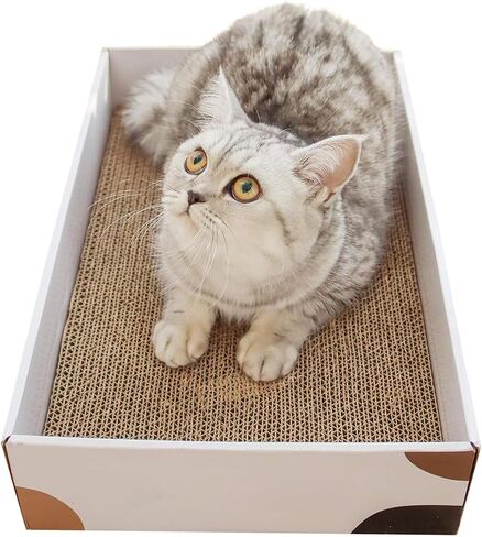 ComSaf Large Cat Scratcher Bed with Cat Scratching Mat, Scratch Lounge Cat Bed with Durable Sisal Cat Scratch Mat, Cat Lounger Cat Couch Bed with Cat Toy Ball Track Interactive, Protect Furniture in Saudi Arabia