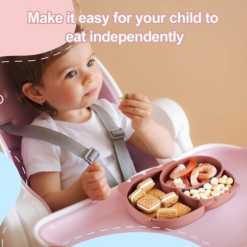 4 Pcs Suction Plates for Baby Placemat Silicone Baby Plates Divided Plates for Kids Toddlers Food Dishes Dinnerware Microwave Dishwasher Friendly, 4 Colors in Saudi Arabia