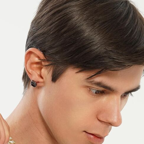 TOPGRILLZ Square Stud Earrings 925 Sterling Silver 5A+ Cubic Zirconia 14K Gold Black Diamonds Stud Earrings For Men Women Aretes De Hombre in Kuwait