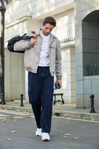 Deyeek Mens Cargo Sweatpants Open Bottom Straight Leg Cargo Sweat Pants for Mens Baggy Lounge Jogger Sweatpants with Pockets in Kuwait