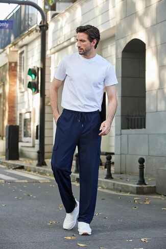 Deyeek Mens Cargo Sweatpants Open Bottom Straight Leg Cargo Sweat Pants for Mens Baggy Lounge Jogger Sweatpants with Pockets in Kuwait