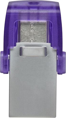 محرك أقراص فلاش Kingston DataTraveler microDuo 3C سعة 64 جيجابايت USB-C وUSB-A | سرعات تصل إلى 200 ميجابايت/ثانية | يو اس بي 3.2 الجيل الأول | موصل الثنائي | DTDUO3CG3/64 جيجابايت، أرجواني/فضي in Saudi Arabia