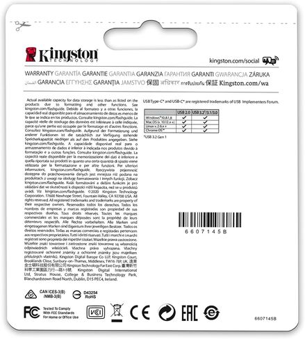 محرك أقراص فلاش Kingston DataTraveler microDuo 3C سعة 64 جيجابايت USB-C وUSB-A | سرعات تصل إلى 200 ميجابايت/ثانية | يو اس بي 3.2 الجيل الأول | موصل الثنائي | DTDUO3CG3/64 جيجابايت، أرجواني/فضي in Saudi Arabia