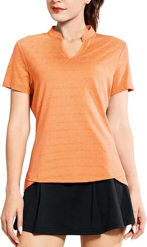 MIER Women's Golf Polo Shirts Collarless UPF 50+ Short Sleeve Tennis Running T-Shirts V-Neck in Kuwait