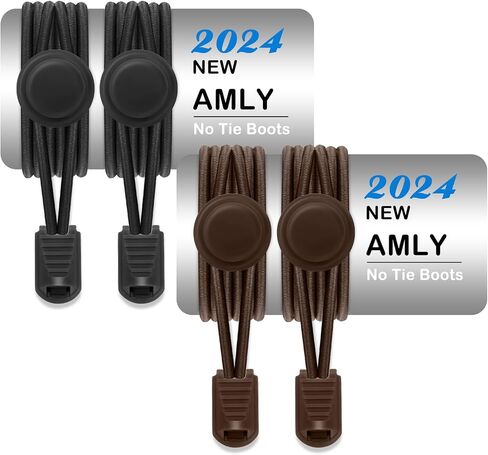 أربطة أحذية مطاطية من AMLY - زوجان، أربطة أحذية بدون أربطة للبالغين، أربطة أحذية شديدة التحمل لأحذية المشي لمسافات طويلة in Saudi Arabia