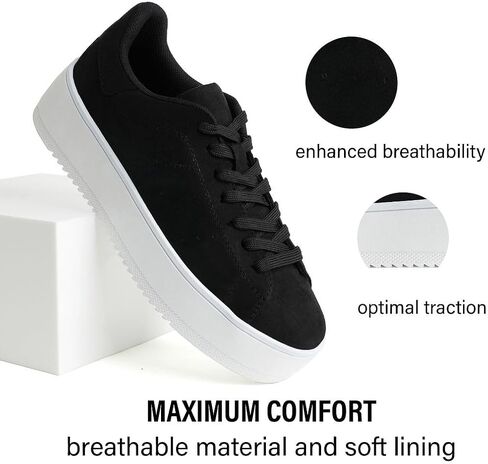 J. Adams Hero Platform Sneakers for Women - Casual Lace Up Fashion Tennis Shoes in Kuwait