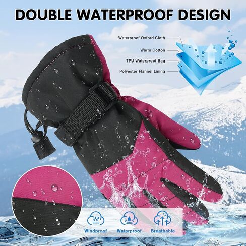 Century Star Kids Waterproof Gloves Snow Gloves Warm Winter Gloves for Kids Boys Girls Ski Gloves Sport Mittens in Kuwait