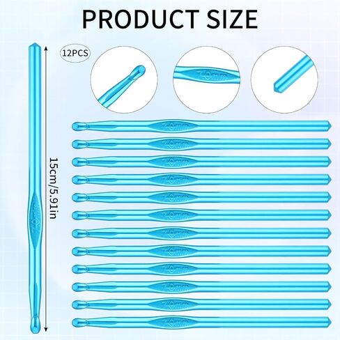 12PCS Aluminum Crochet Hooks, 6mm Crochet Hook Set, US Size J/10 Small Crochet Hooks Bulk in Saudi Arabia